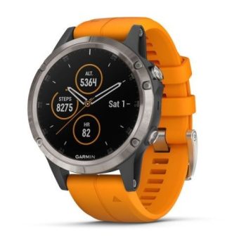 Garmin Fenix 5 Plus Sapphire Titanium Ezüst / Narancssárga szíj Garmin Fenix 5 Plus Sapphire Titanium Ezüst / Narancssárga szíj