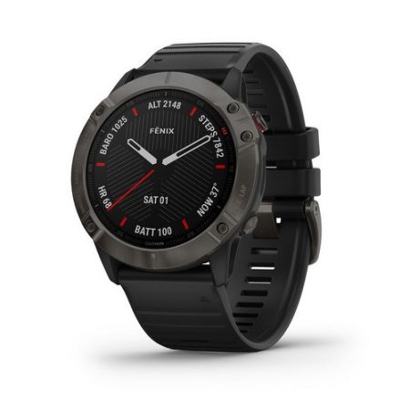 Garmin Fenix 6X Pro Sapphire Carbon DLC Szürke / Fekete szíj