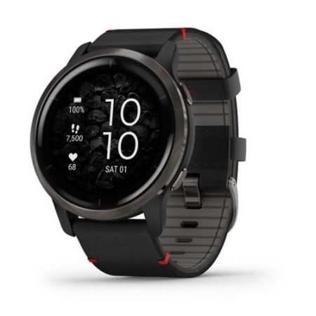 Garmin Venu 2 Fekete / Szürke bőr szíjjal + fekete szilikon szíj