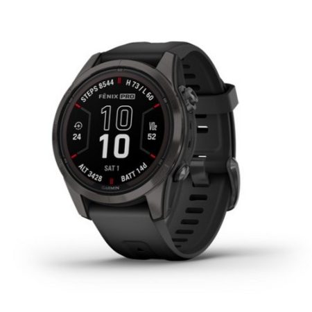 Garmin Fenix 7S Pro Sapphire Solar Karbonszürke DLC Titánium/Fekete szíj