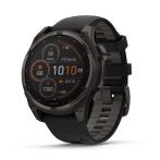   Garmin Fenix 8 SOLAR 47mm Sapphire Karbonszürke DLC Titánium/Fekete-Sötétszürke szilikon szíj 
