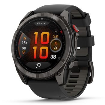 Garmin Fenix 8 Pro AMOLED 51mm Sapphire karbonszürke DLC Titanium fekete/szürke szilikon szíj