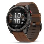   Garmin Fenix 8 Pro AMOLED 51mm Sapphire karbonszürke DLC Titanium barna bőr- és fekete/szürke szilikon szíj
