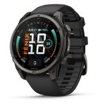   Garmin Fenix 9 47mm AMOLED szürke DLC Titanium fekete szilikon szíj