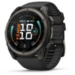   Garmin Fenix 9 51mm AMOLED szürke DLC Titanium fekete szilikon szíj