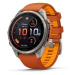   Garmin Fenix 9 Pro inReach 47mm AMOLED Titanium narancs színű szilikon szíj